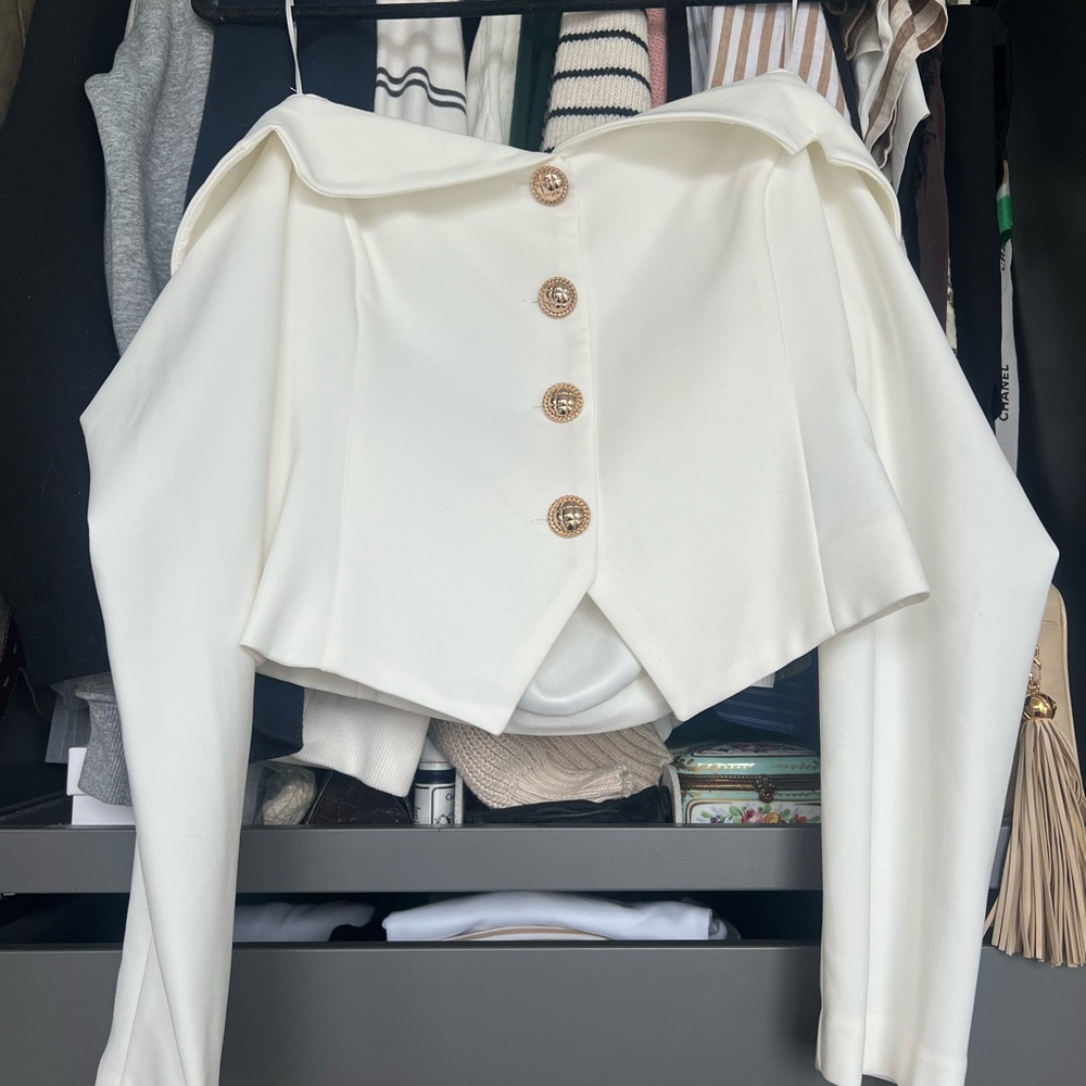 Cream blazer top